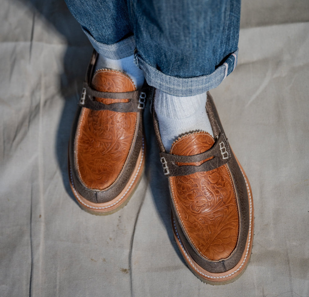 Jack Penny Loafers Western Floral Brown - Unmarked