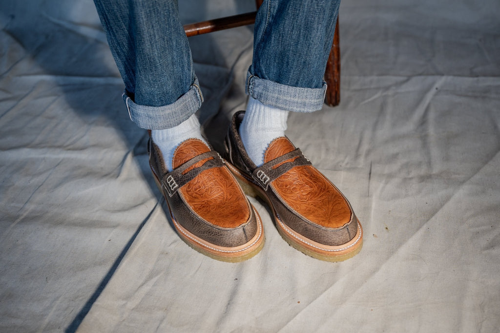 Jack Penny Loafers Western Floral Brown - Unmarked